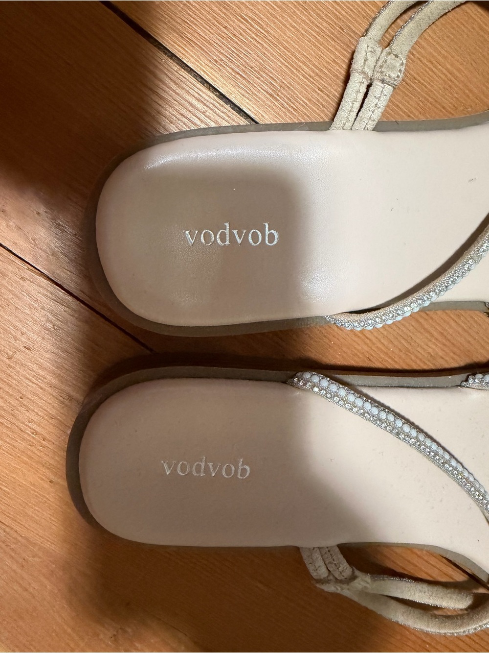 Vagabond Beige Sparkle Strappy Slide Sandals - Picture 2 of 3